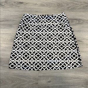 Tribal Black and White Geometric A-Line Skort